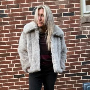 TOPSHOP faux fur crop jacket sz 10